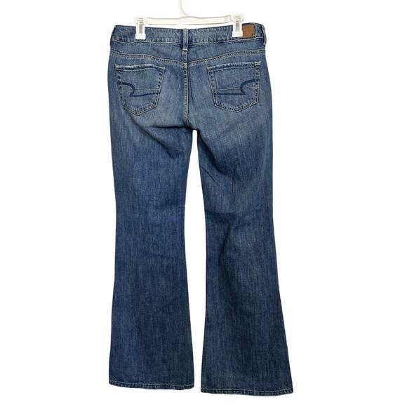 American Eagle Hipster Flare Jeans Size 8 Long Boho Y2K Grunge Retro 90s Style - Picture 2 of 5